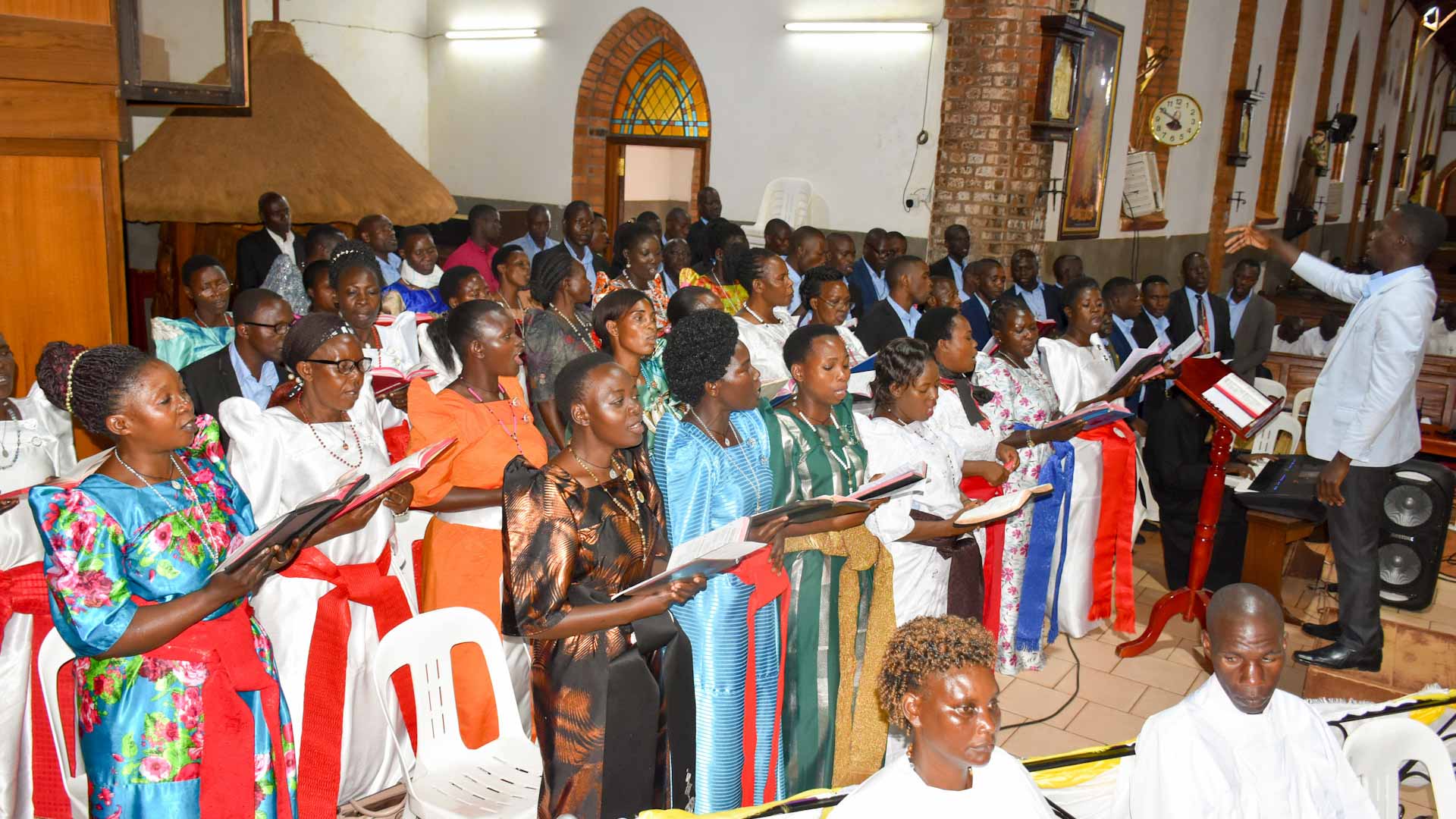 Church choir animating mass
