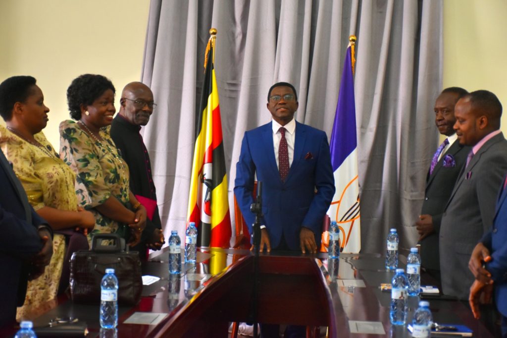 Prime Minister Charles Peter Mayiga with Executive Members of Masaka Diocese Laity Commission
