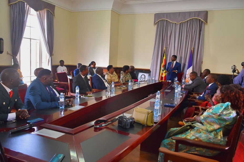 Prime Minister of Buganda Kingdom delivering his speech